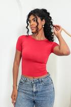 Baby Tee Feminina Blusa Slim Fit Manga Curta Blusa de Compressão Várias Cores