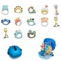 Baby Teether Rattle Leeray 13 unidades com caixa de armazenamento de 0 a 12 meses