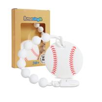 Baby Teether Toy AmazingM Silicone Baseball com clipe de chupeta Baby Teether Toy AmazingM Silicone Baseball com clipe de chupeta