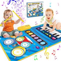Baby Toys BLUEJAY 2 em 1 para piano musical e tapete de bateria de 1 a 3 anos