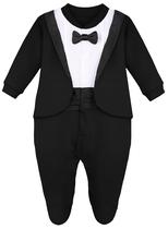 Baby Tuxedo Footie lilax 12 meses preta com gravata borboleta