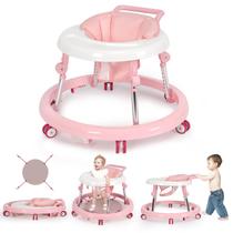 Baby Walker Wismind dobrável com 9 alturas ajustáveis rosa