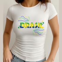 Babylook Algodão Estamp Brasil Confete 1010 Copa do Mundo 100% Algodão Macia Linda Look Ootd Seleção