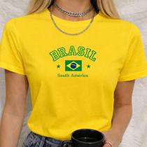 Babylook Algodão Estampa Brasil South America Copa do Mundo Futebol Jogadores Torcida Jogos Look
