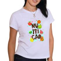 Babylook de nutrição estampada frutas legumes colorida camiseta plus size camisa grande Babylook de nutrição estampada frutas legumes colorida camiseta plus size camisa grande