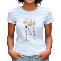Babylook evangélica flores camiseta feminina plus size estampada confortável qualidade Babylook evangélica flores camiseta feminina plus size estampada confortável qualidade