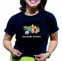 Babylook Preta Educação Infantil Camiseta Blusa Professora