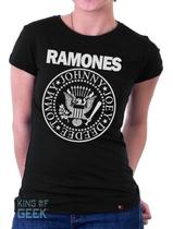 Babylook Ramones Logo Camisa Banda Rock Clássicos Anos 80
