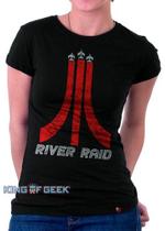 Babylook River Raid Atari Game Retrô Camisa Feminina Geek Babylook River Raid Atari Game Retrô Camisa Feminina Geek