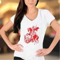 BabyLook São Jorge Vermelho - Umbanda Candomblé - Camiseta Feminina BabyLook São Jorge Vermelho - Umbanda Candomblé - Camiseta Feminina