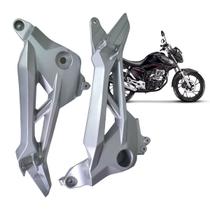 Bacalhau (Par) Suporte Traseiro Pedaleira Prata - Alpha Factor - Honda Cg Titan Fan 160 Cbs Freio Combinado 2017 A 2024