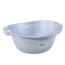 Bacia de bebê infantil 14 litros plastibaby rosa azul branco com pegador