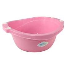 Bacia de bebê infantil 14 litros plastibaby rosa azul branco com pegador