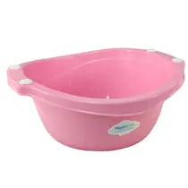 Bacia de bebê infantil 14 litros plastibaby rosa azul branco com pegador