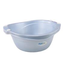 Bacia de bebê infantil 14 litros plastibaby rosa azul branco com pegador