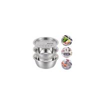 Bacia de corte de vegetais em aço inoxidável 3 em 1 com ralador e conjunto