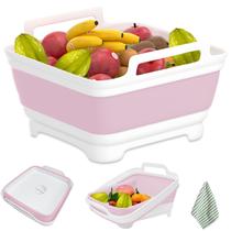 Bacia Dobrável para Louça CQHVKQ 9L Pia de Cozinha Dobrável Rosa Bacia Dobrável para Louça CQHVKQ 9L Pia de Cozinha Dobrável Rosa
