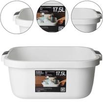 Bacia Grande Quadrada Multiuso Lavanderia Branco 17,5 Litros