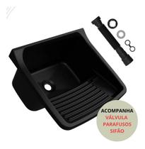 Bacia Lavar Roupa Pequeno Tanque Preto , Válvula E Sifão