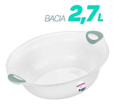 Bacia Plástica Com Borracha Nas Laterais 2,7 Litros Resistente Versátil Sanremo