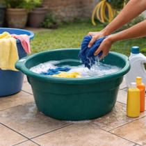 Bacia Plástica Redonda 25L 35L Grande Reforçada Lavanderia Roupas Cozinha Multiuso