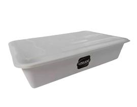 Bacia pote organizador c/ tampa para carnes 3,75 litros bandeja branca - Usual Utilidades Bacia pote organizador c/ tampa para carnes 3,75 litros bandeja branca - Usual Utilidades