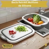Bacia Retrátil Multiuso Média Silicone Portátil Escorredor Louça Tábua Corte Dobrável Cozinha Bacia Retrátil Multiuso Média Silicone Portátil Escorredor Louça Tábua Corte Dobrável Cozinha