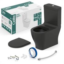 Bacia sanitaria celite slim com caixa acoplada black matte + kit instalacao + assento