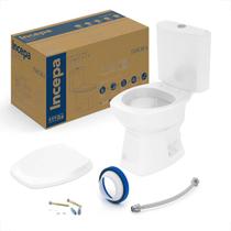 Bacia sanitaria incepa thema com caixa acoplada branca + kit instalacao + assento pp