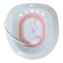 Bacia Sanitária Para Banho De Assento Com Mangueira E Pera Cor:Branco/Rosa Bacia Sanitária Para Banho De Assento Com Mangueira E Pera Cor:Branco/Rosa