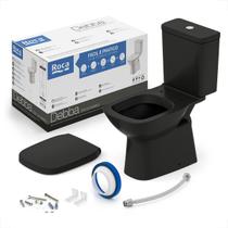 Bacia sanitaria roca debba classic com caixa acoplada matte black + kit instalacao + assento termofixo