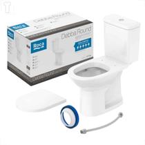 Bacia sanitaria roca round com caixa acoplada branca + kit instalacao + assento pp