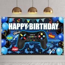 Backdrop de Festa Blulu - Tema Videogame - Feliz Aniversário Azul
