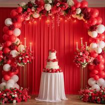 Backdrop Gogoparti Cortina de poliéster vermelha sem rugas de 3x3 m