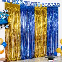 Backdrop LolStar, pacote com 2 franjas de alumínio em ouro azul, 100x200cm