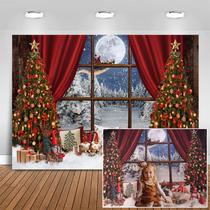 Backdrop Mocsicka Christmas Wood Window, Natal, 7 x 5 pés, vinil