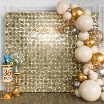 Backdrop Qcity 36 unidades de painéis de parede Gold Shimmer de 12 x 12 polegadas