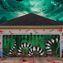 Backdrop Tingjoo 213x488 cm Tampa de porta de garagem de Halloween