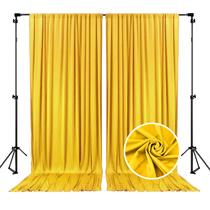 Backdrop ZEBMOON Cortina de cetim amarela 152x305cm 2 painéis