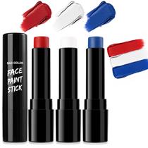 BADCOLOR Kit com 3 Bastões de Tinta Facial Creme Azul, Branco e Vermelho