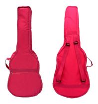 Bag capa almofadada rosa para violão tagima folk ou clássico - com alças e bolso