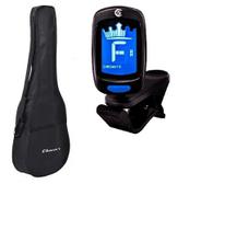 Bag capa violão clássico folk simples em nylon bolso alça de mão e lateral + afinador digital cromatico para instrumento de corda