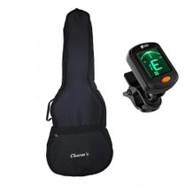 Bag capa violão clássico simples em nylon bolso alça de mão e lateral + afinador digital cromatico para instrumento de corda