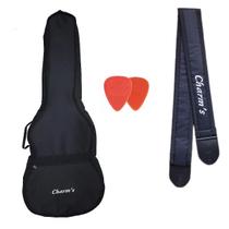 Bag capa violão clássico simples em nylon bolso alça de mão e lateral + correia almofadada alça estofada+ 2 palhetas kit Bag capa violão clássico simples em nylon bolso alça de mão e lateral + correia almofadada alça estofada+ 2 palhetas kit