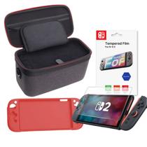 Bag Maleta Transporte Mala de Viagem e Case de Silicone Protetora e Película Vidro para Switch 2