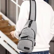 Bag Unissex Entrada Usb Leva Celular Mochila Ombro Carteira Documento Fone Bolsa Pochete Bag Unissex Entrada Usb Leva Celular Mochila Ombro Carteira Documento Fone Bolsa Pochete