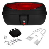 Bagageiro Aço Cromado Honda CG Titan 2016 à 2023 + Bau 45L Vermelho Preto Fumê