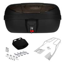 Bagageiro Aço Cromado Honda CG Titan 2016 à 2023 + Bau 45L Vermelho Preto Fumê