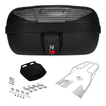 Bagageiro Aço Cromado Honda CG Titan 2016 à 2023 + Bau 45L Vermelho Preto Fumê