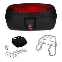 Bagageiro Aço Modelo Sansão Titan 125 1995 à 1999 + Bau Bauleto 45L Vermelho Fumê Cristal